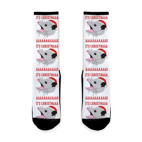 It's Christmas Screaming Opossum Socks